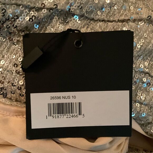 Mac Duggal 26596 SEQUINED DROP SHOULDER LONG SLEEVE JUMPSUIT Nude Gold 10 - Picture 14 of 14